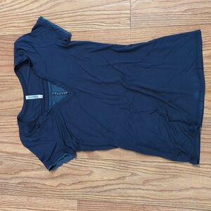 Monoreno blue short-sleeve shirt long decorative buttons stretchy women's size S